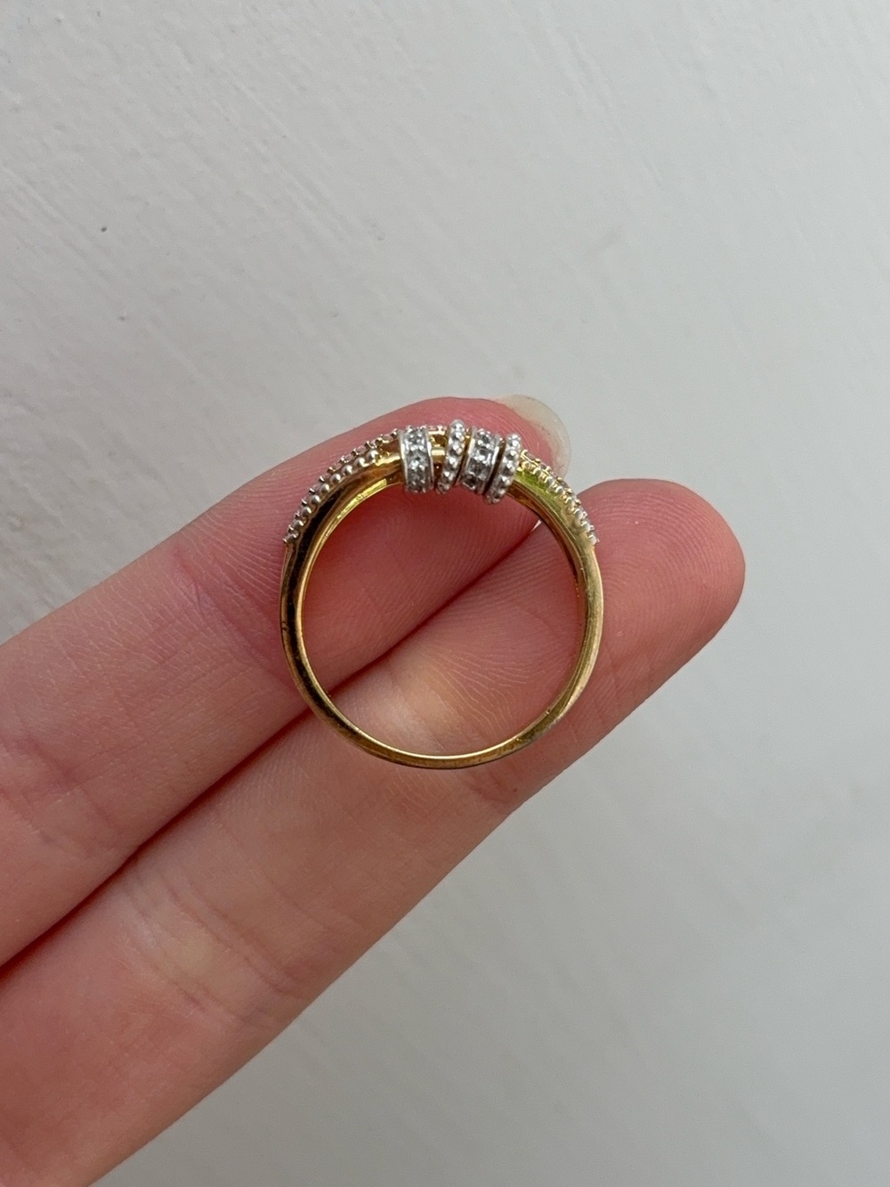 Gold Vermeil White Topaz Spinner Fidget Ring - Picture 7 of 8